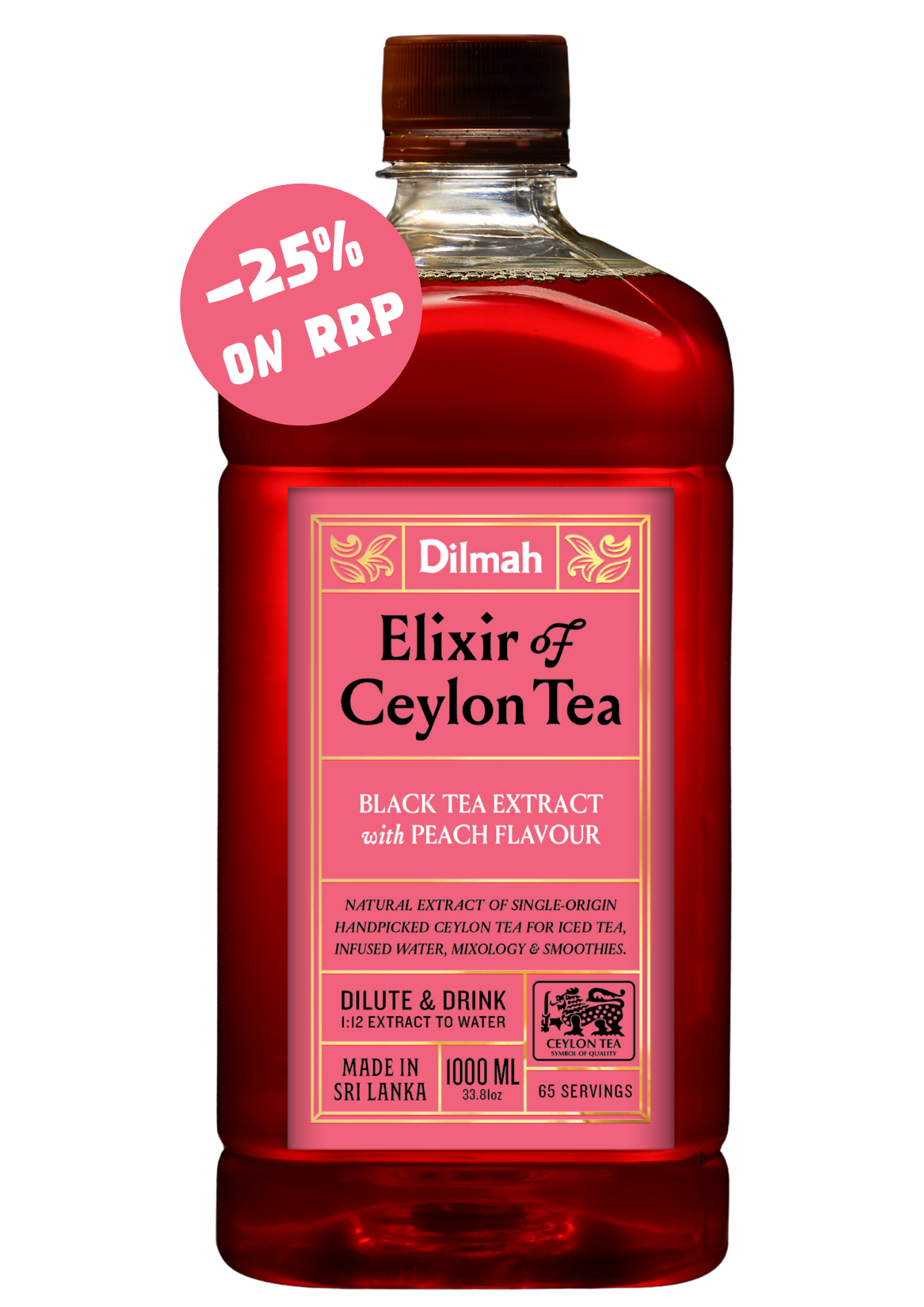 Dilmah Natural Ceylon Tea Extract Peach 1 Ltr 6 Bottles
